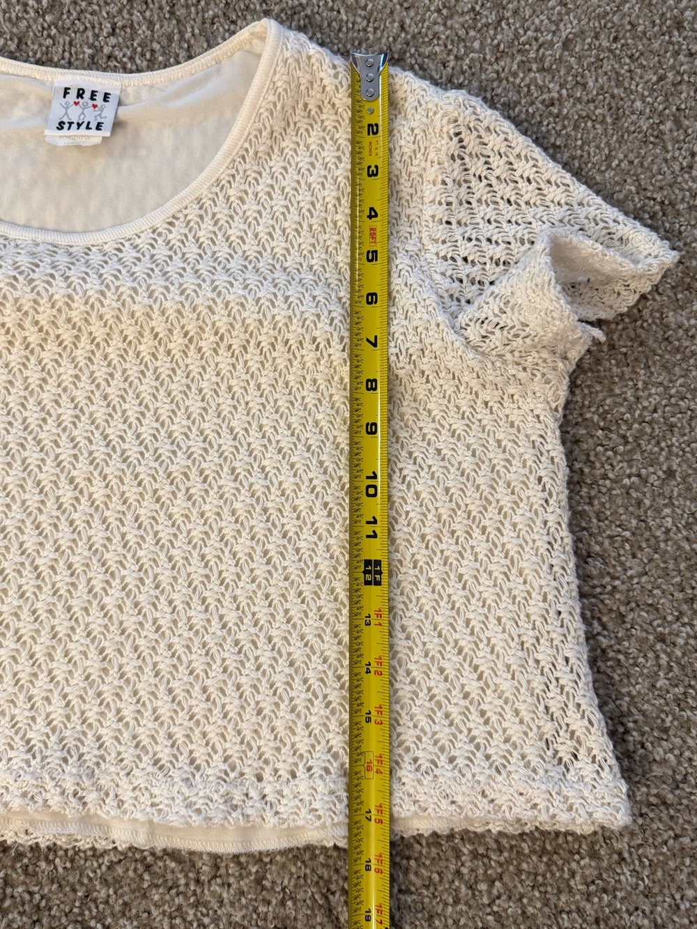 Freestyle Ivory Open-Knit Boxy Crop Top - Picture 7 of 8